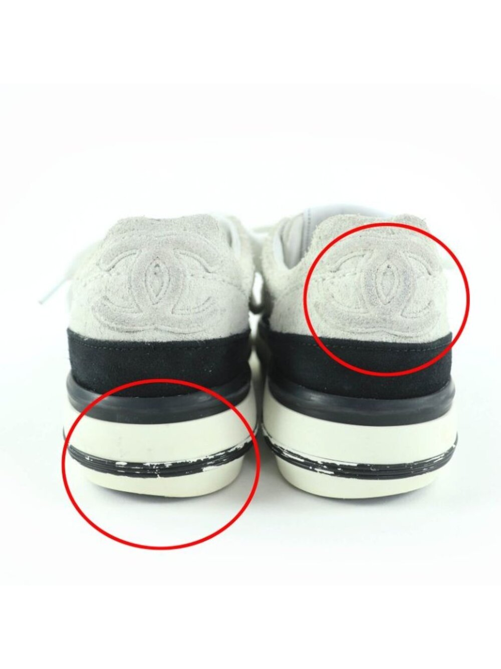 Chanel Coco Mark Lace Up Suede Leather Low-cut Sneakers White - Picture 8 of 9